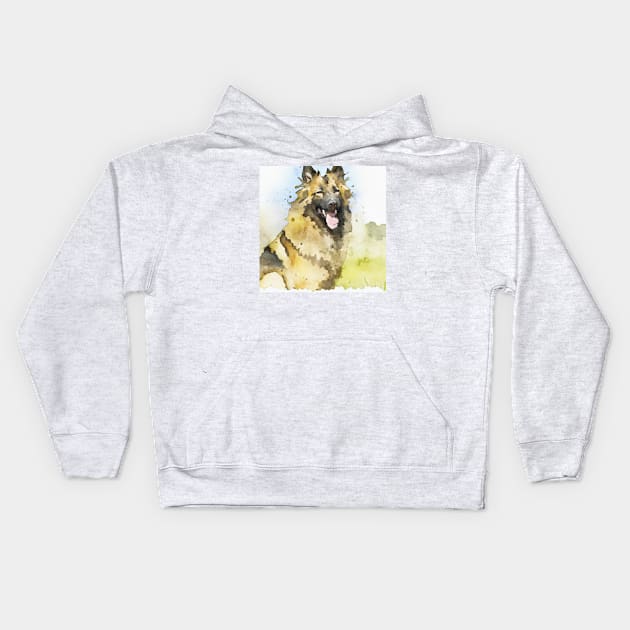 Belgian Tervuren Watercolor - Dog Lover Gifts Kids Hoodie by Edd Paint Something